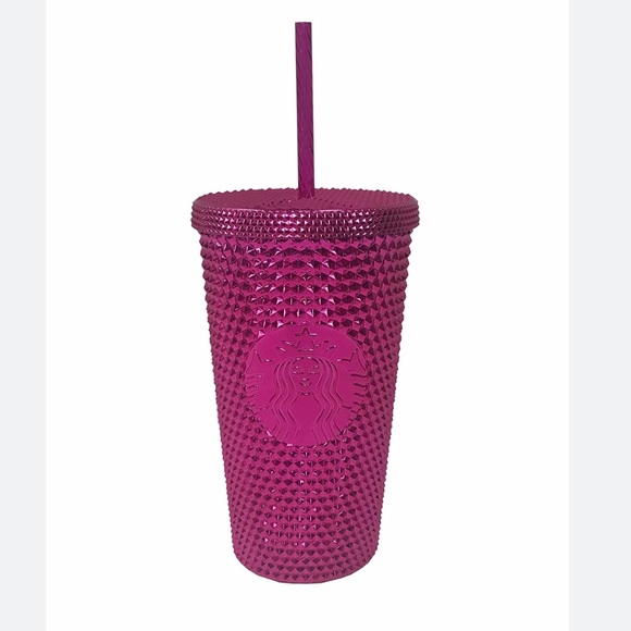 Starbucks Sangria Bling Studded Magenta Metallic Chrome Pink Grande Tumbler NWT - Picture 2 of 5